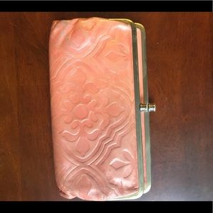RARE: coral embossed leather -HOBO Lauren Clutch